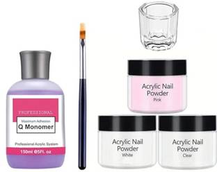 BELISMA Acrylic nail extension kit,3 acrylic,Monomer,Dappen glass and carving pen