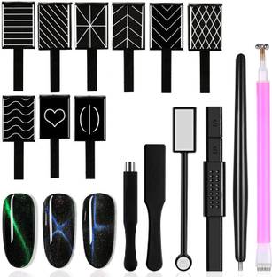 THR3E STROKES 15Pcs Nail Magnet Set Cat Eye Gel Nail Polish Magnet Wand Magnetic Nail Polish