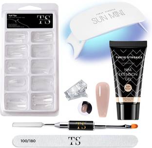 THR3E STROKES Poly Nail Extension Gel Kit | Light Brown UV Nail Art Kit Nail Extension Set