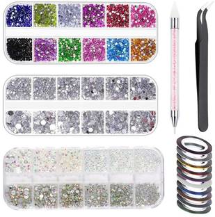 maycreate Nail Art Kit For Girl Colorful Rhinestones Nail Design Tools Kit Multi Shapes