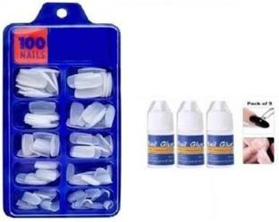Lusty soul 100 Fal	 100 Reusable Acrylic False Nails With Nail Glue For Womens
