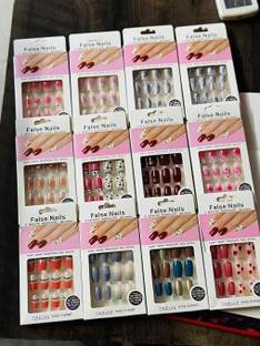 Jiyancreation Stick on Nails12 Reusable Artificial Nail Set