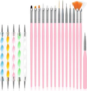 RUBY FACE 20 pcs Nail Art Brushes, Nail Art Design Painting and Drawing UV Polish Brush