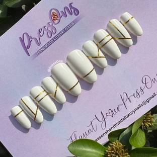 PressOns Medium Almond Style M size Artificial 10 Nails Tips Set