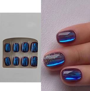 S.A.V.I 24 PCs Short Square Shape Press-on Fake Nails DIY Manicure Kit No Glue Included