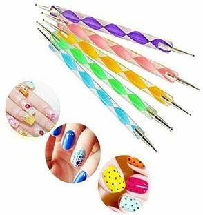 Ashyra 5 pieces Nail Art Dotting Marbleizing Tool Pen for Nail Decoration (Multicolour)
