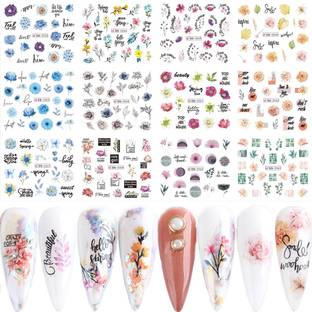 S.A.V.I 12 Sheets Water Transfer, Nail Fashion Sticker Decal, Flower Leaf DIY Manicure