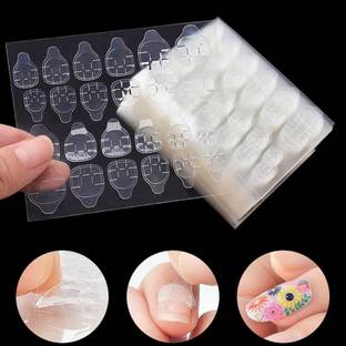 NIRMATSARAY 4 sheet-96pcs Nail Glue Sticker Waterproof Breathable Tabs Nail Glue Stickers