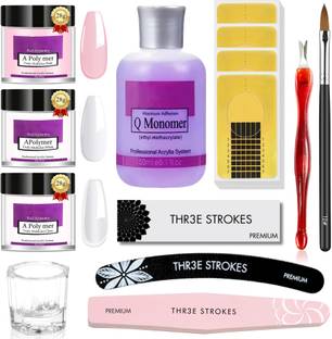 THR3E STROKES Acrylic Nail Extension Kit Monomer Liquid & Acrylic Nail Powder Set Nail Art Kit