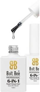 BOLT BEE 6 in 1 Gel Nail Glue for Clear Acrylic Nails Long Lasting