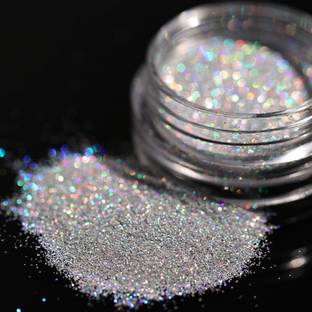 Mahir Glitter Quality Nail Art & Design Glitter Especially for Nail Art 50 Gm Pack (Holographic Silver)
