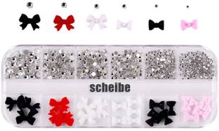 EKINSU DIY Nail Art Accessories Bows and Stones- 12 Grid