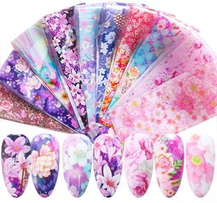 Scheibe 10 Sheets Flowers Nail Foil Transfer Sticker