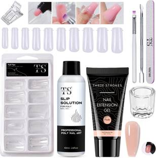THR3E STROKES Nail Extension Kit Nude with Gel Brush & Slip Solution Nail Art Kit