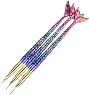 RUBY FACE 3Pcs/Set Nail Art Detail Brush Set Fine Line Painting Pens With Mermaid Color