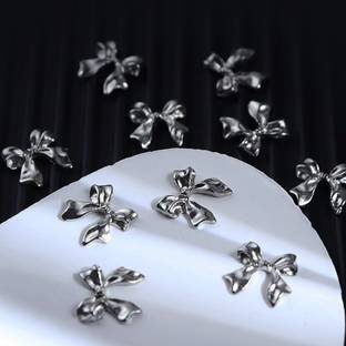Scheibe 3D Bowknot Nail Charms - 10 Pcs Silver