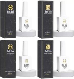 BOLT BEE Bolt bee Pack Of 4- Uv Lamp Dry- Matte, Top Coat, Base Coat, Nail Primer 15Ml