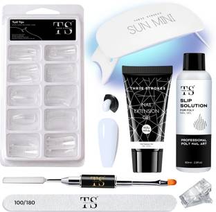 THR3E STROKES Nail Extension Gel Kit Milky White UV Nail Art Kit Slip Solution Nail Extension