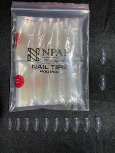 NPAH Almond Nail Tips 500Pcs Clear Full Cover Press on False Nails