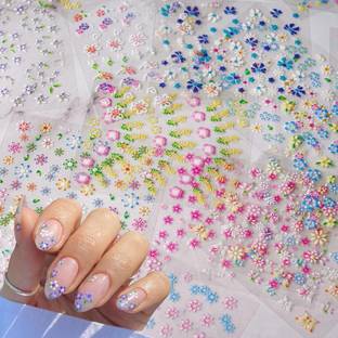 lirtiin 10 Sheets 3D Mix Flower Nail Art Stickers