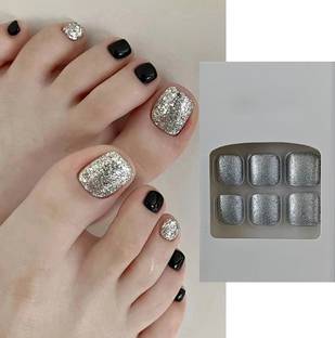S.A.V.I 24 PCs Short Natural Shape Press-on Toe Nails | DIY Pedicure Fake Nails Set