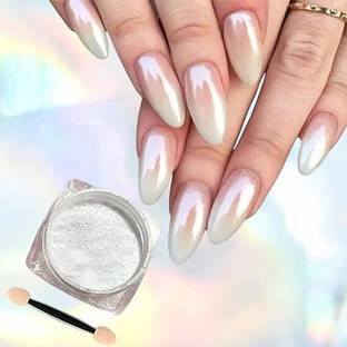 banira Gel Polish White Chrome Nail Powder for GelNails,Pearl Nail Powder Mirror Effect