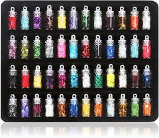 Lipstreat 48 Bottles/Set 3D Nail Art Charms Kit, Random Nail Art Glitter Sequins