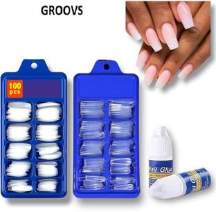 GROOVS Artificial Nails For Women 100 Pcs Artificial Nails Set