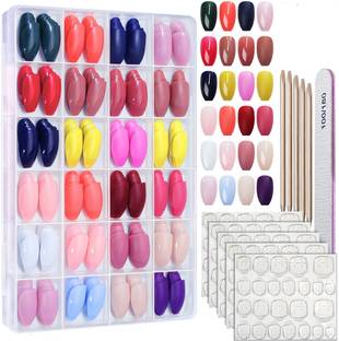HASTHIP 576Pcs Press On Nails DIY Ballerina Nail Kit with Nail File and Adhesive Tabs