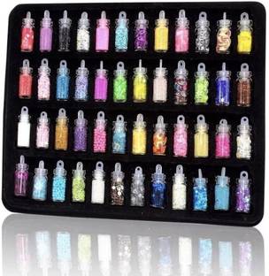 kyoho 48 Pcs Glass Bottles 3D Nail Art Set. Glitter Sequins Rhinestones (MultiColor)