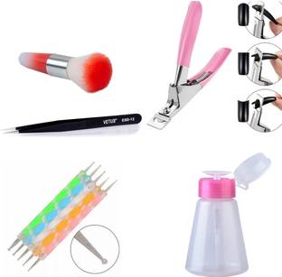 Sminakh 1-TIP-CUTTER-1-DOTTING-TOOL-1-DUSTING-BRUSH-1-TWEEZER-1-PUMP-BOTTLE