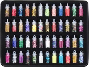 LOVHIDE 48 Bottles Nail Art Kit Contain Nail Art Pearl, Sequin, Glitter Powder