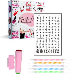 Royalkart Nail Art Stamping Jumbo Image Plate D.I.Y With Double-Sided Stamper, Metal Scraper, 5pcs Double-Sided Dotting Tool (XY09)
