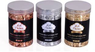 art resin Gold Foil Flakes for Resin, Imitation Gold Foil Flakes Metallic Leaf for Nails, Painting, Crafts, Slime and Resin Jewelry Making (Gold, Silver, Copper Colors)