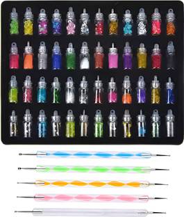 Koccido 48PCS NAIL ART GLITTER WITH DOTTING TOOL