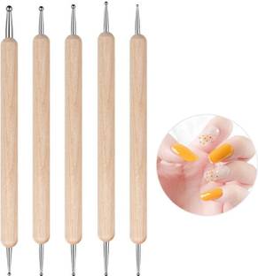 RUBY FACE 5 Pcs Double Ended Stainless Steel Ball Stylus Wooden Tool Set