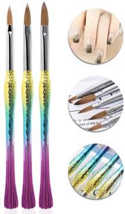she pro Professional Acrylic Nail Art Brush Set – Rainbow Crystal Handle (Set of 3)