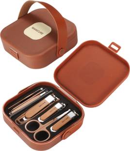 HENIJ Manicure Set 8pcs, Home Nail Clipper Carrying Case, Splashproof Nail Clippers