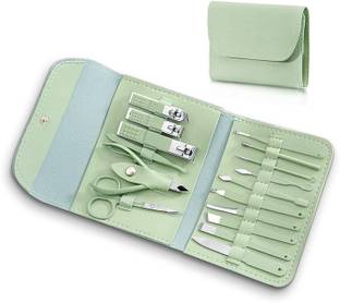 Zovilstore 16 IN 1 Professional Stainless Steel Manicure Pedicure Kit / Green Grooming Kit