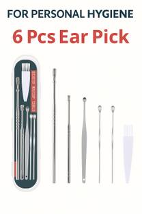 Eway 6 Pcs Stainless Steel Ear Pick Set with Case Reusable Safe Ear Wax Removal Tool
