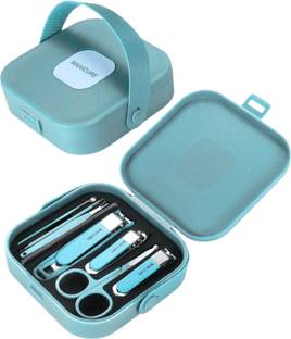 HENIJ Manicure Set 8pcs, Home Nail Clipper Carrying Case, Splashproof Nail Clippers