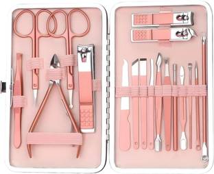 Gold Leaf 18-Piece Nail Grooming Set – Stainless Steel Tools with PU Travel Case