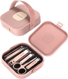 HENIJ Manicure Set 8pcs, Home Nail Clipper Carrying Case, Splashproof Nail Clippers