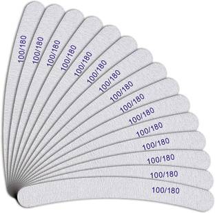 maycreate 10PCS Nail Files, Professional Nail File Set, Curved Fingernail files, 100/180 grit Double-Sided Emery Board Manicure Tools for Home and Salon Use (Grey)