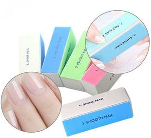 RUBYFACE 4 Way Nail Buffer, Block 4 Steps Sanding Polisher Washable Files Nail Art