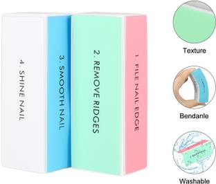 KRYTONE 2 Pcs 4 Ways Buffer Blocks, Colorful Nail Art Shiner and Buffing Sanding Files