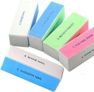 RUBYFACE 4 Way Nail Buffer, Block 4 Steps Sanding Polisher Washable Files Nail Art