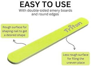 TRITON Double Sided Nail Filer/Emery Board/Buffer/Polisher,Reusable Hard File Washable