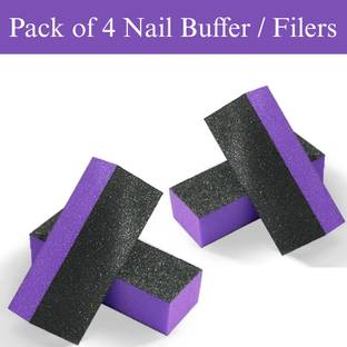 GleamSoul Nail Buffer Set, 4 Sided Sanding Blocks for Filers & Shinner(Purple & Black)