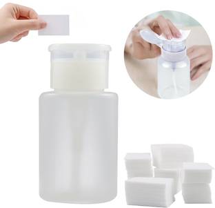 Ghelonadi Nail Wipes Cotton Pads 1000 PC With 1PCS Push Down Pump Dispenser Empty Bottle